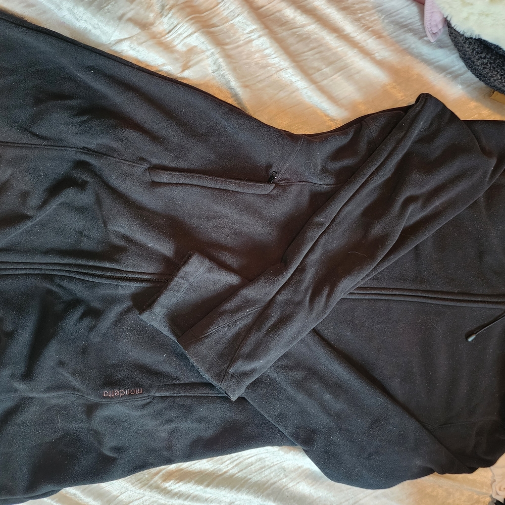 Black Longline Full-Zip Fleece Jacket
